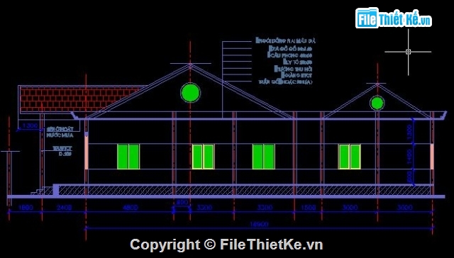 nhà cấp 4,nhà cấp 4 đẹp,Bản vẽ nhà cấp 4 kích thước 6X16.9M,Bản vẽ